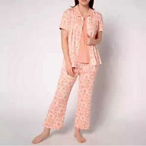 NWT MUK LUKS Reg Cloud Knit Collared Top, Tank and Crop Pants Pajama Set Tall Lg